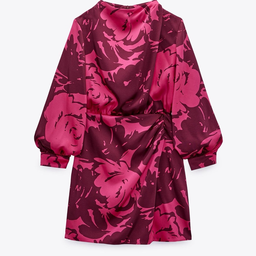 Zara Pink and Purple Floral Mini Dress